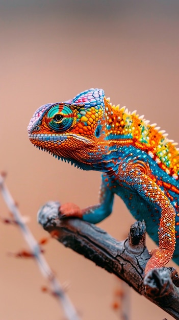 Free Photo beautiful chameleon in the wild