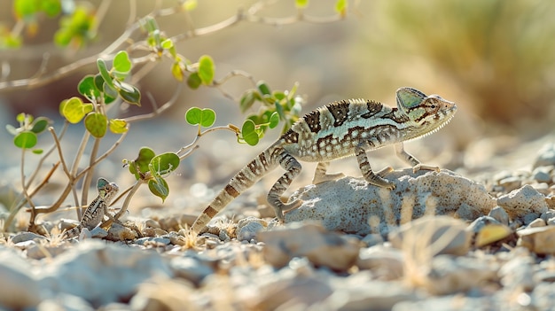 Free photo beautiful chameleon in the wild