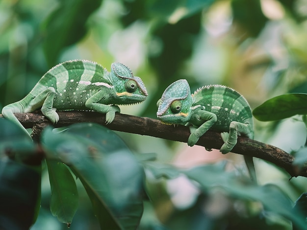 Free photo beautiful chameleon in the wild