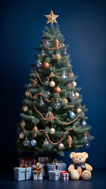 Beautiful christmas tree decorated with lots of ornaments