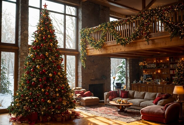 Beautiful christmas tree indoors