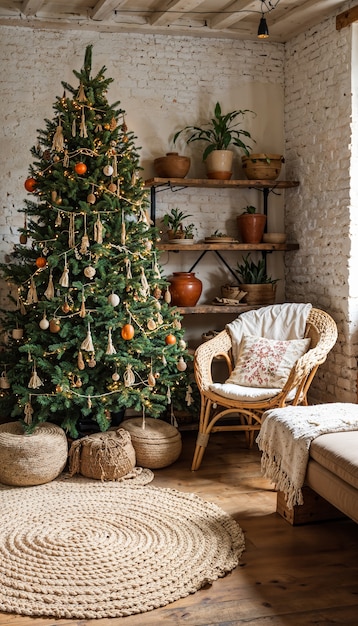 Free photo beautiful christmas tree indoors