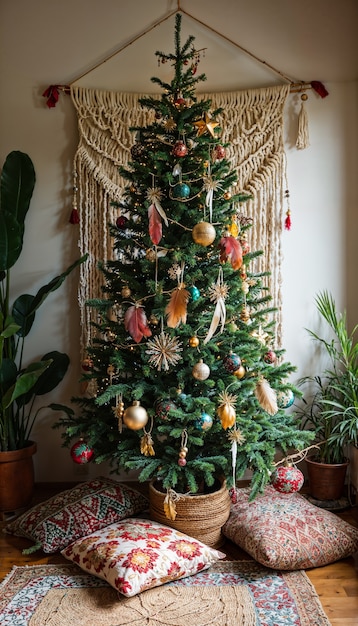 Beautiful christmas tree indoors