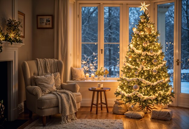 Beautiful christmas tree indoors