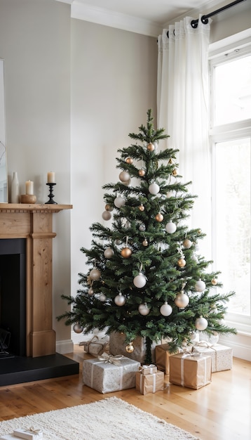 Beautiful christmas tree indoors