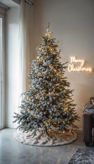 Beautiful christmas tree indoors