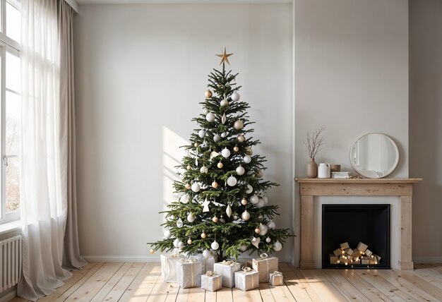 Beautiful christmas tree indoors