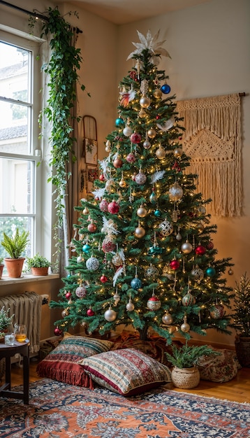 Beautiful christmas tree indoors