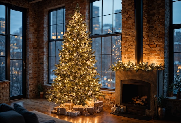 Beautiful christmas tree indoors