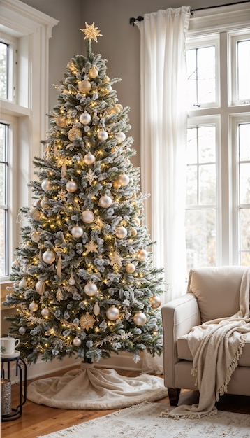 Beautiful christmas tree indoors