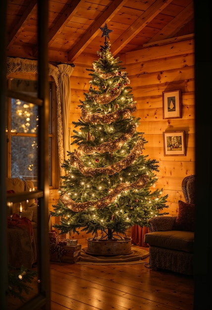 Beautiful christmas tree indoors