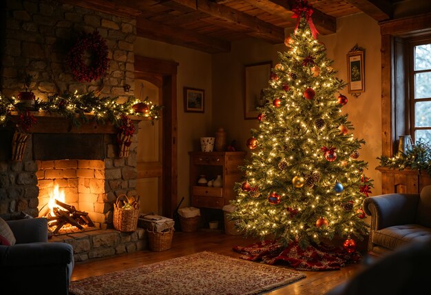 Beautiful christmas tree indoors