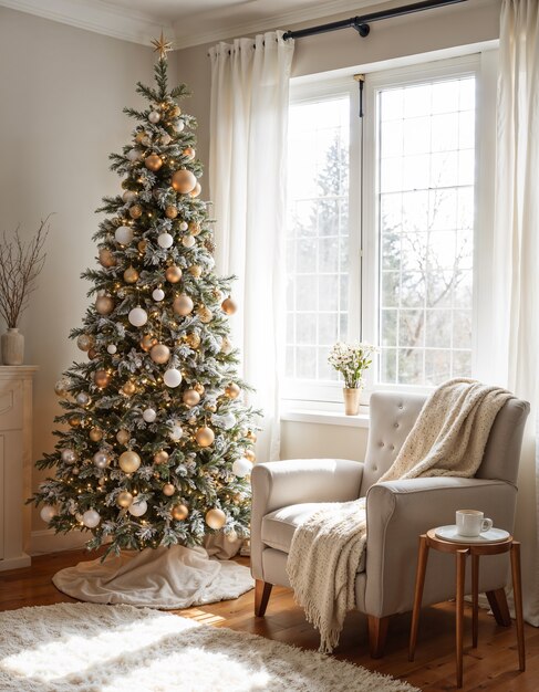 Beautiful christmas tree indoors