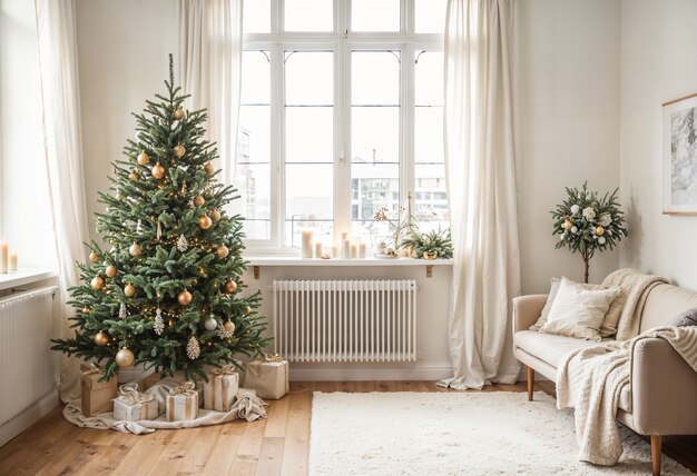 Beautiful christmas tree indoors