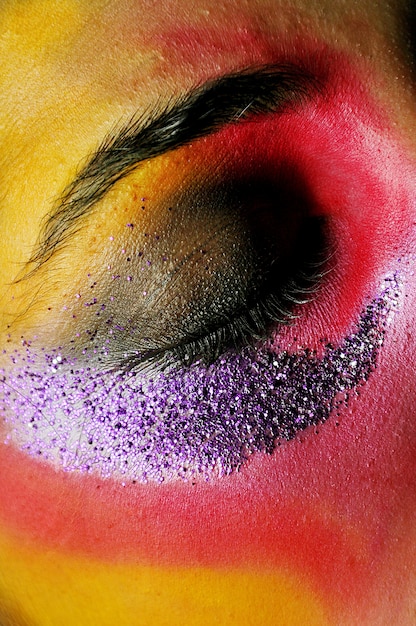 beautiful colorful body art of a female eye