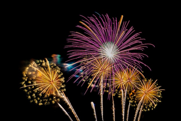 Beautiful colorful firework display at night for celebrate