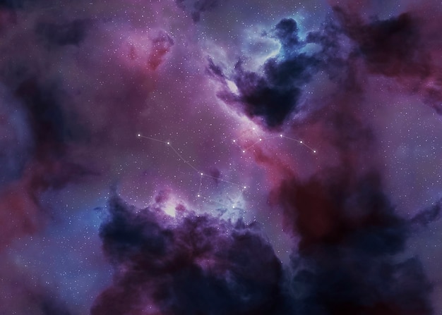 Free photo beautiful constellations with purple sky