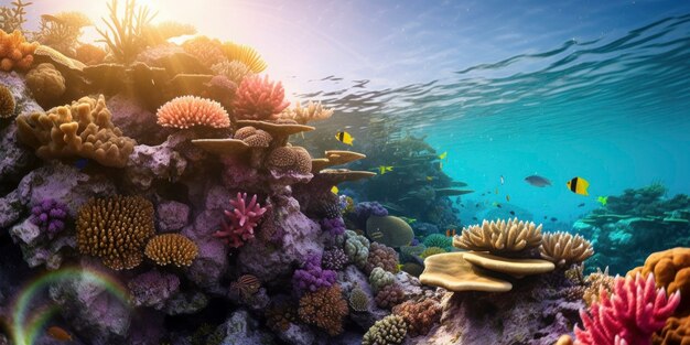 Beautiful  corals underwater landscape