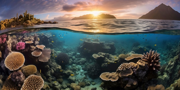 Beautiful  corals underwater landscape