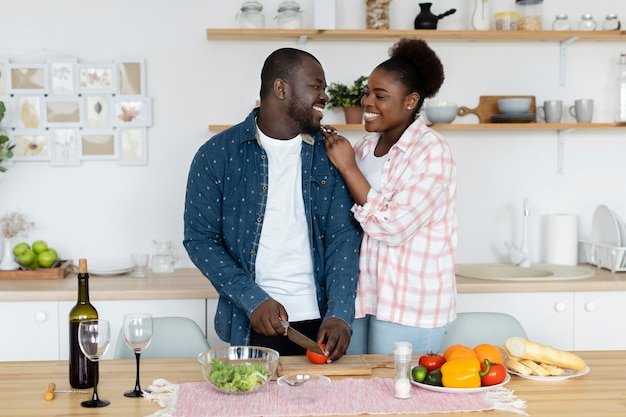 Beautiful couple enjoying their time together at home