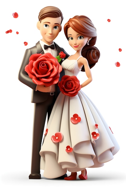 Free photo beautiful couple getting married with roses