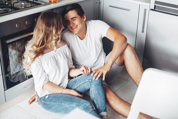 Beautiful couple at home