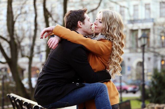 Beautiful couple in the park