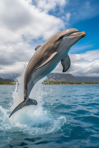 Beautiful dolphin jumping out of water