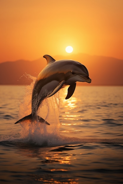 Beautiful dolphin jumping out of water