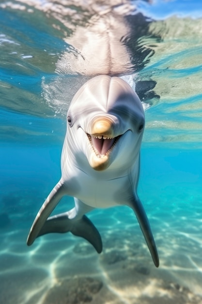 Free Photo beautiful dolphin swimming