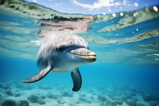 Free Photo beautiful dolphin  swimming