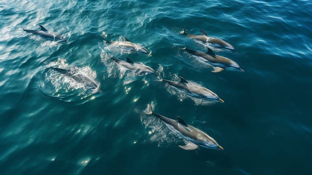 Free photo beautiful dolphins swimming together