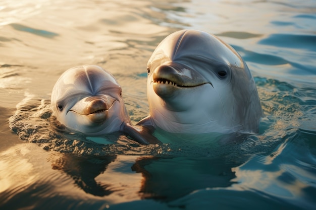 Beautiful dolphins swimming