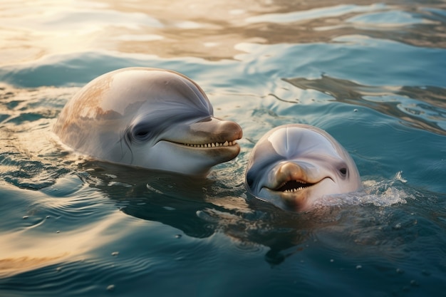 Free Photo beautiful dolphins swimming