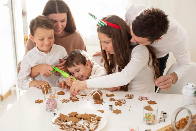 Beautiful family celebrating christmas together