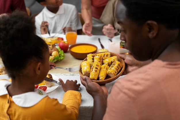 Beautiful family having a nice thanksgiving dinner together