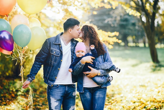 Beautiful family in a park