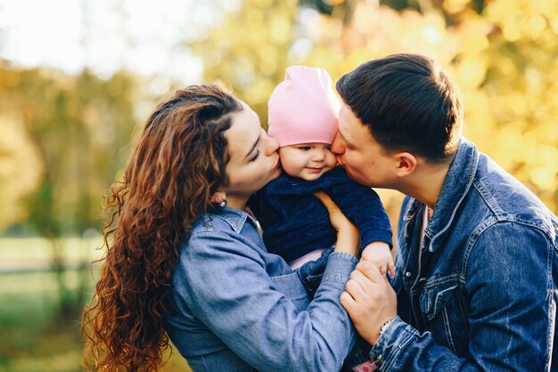 Beautiful family in a park