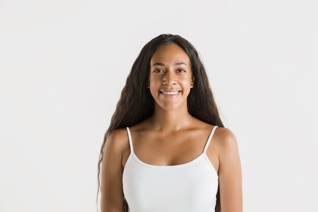 Beautiful female half-length portrait isolated on white