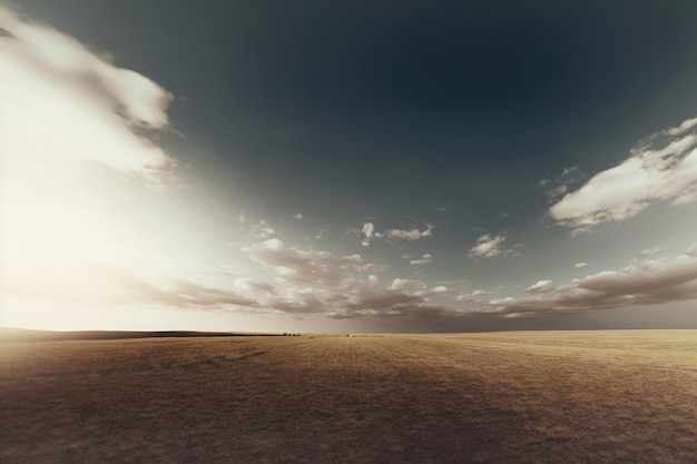 Free Photo beautiful field springtime sky with clouds horizon landscape