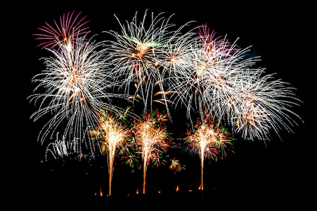 Free Photo beautiful fireworks display on black sky