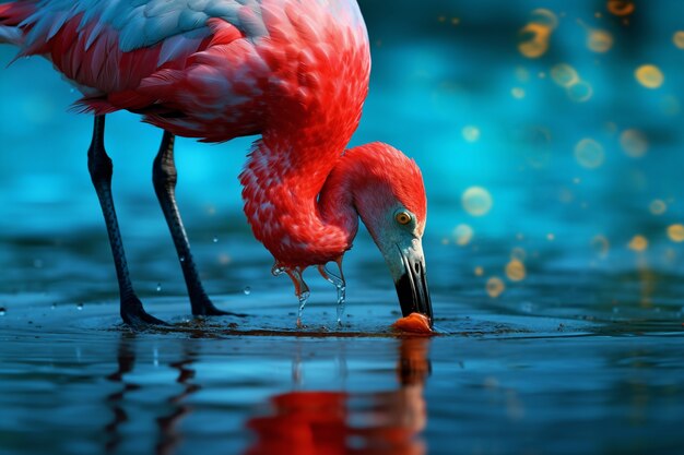 Beautiful flamingo in lake