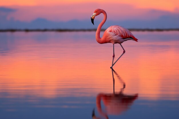 Beautiful flamingo in lake