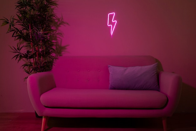 Beautiful flash neon sign in bedroom