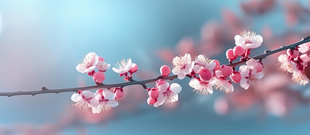 Free photo beautiful floral spring abstract background of nature branches of blossoming apricot ai generated image