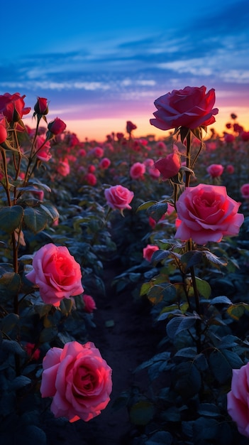 Beautiful flowers field