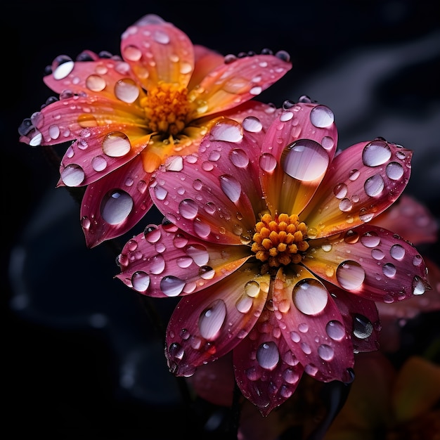 Free Photo beautiful flowers with water drops