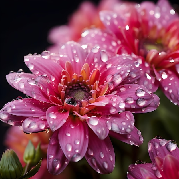 Beautiful flowers with water drops