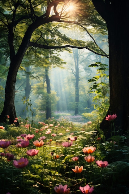 Free photo beautiful forest spring season