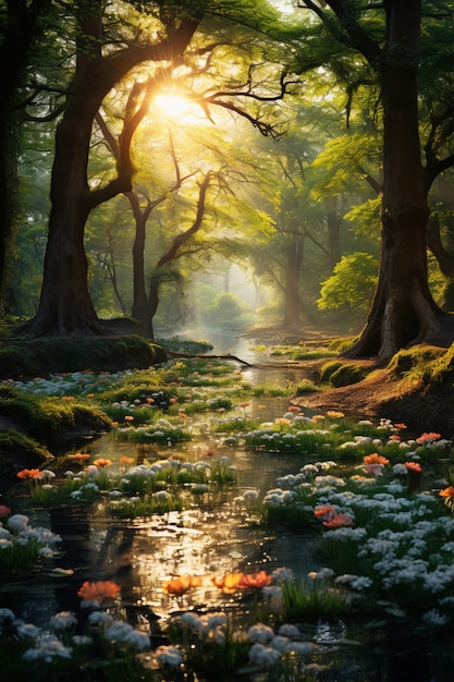 Beautiful forest spring season